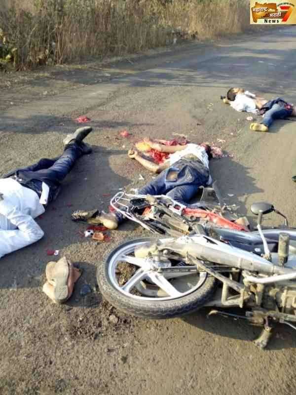 कंटनेरची मोटर सायकलला जबर धडक दोन ठार एक जखमी