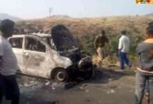 भाडळे येथील बोधेवाडी घाटात जळलेल्या गाडीसह पुरुषाचा खून? मृतदेह आढळला