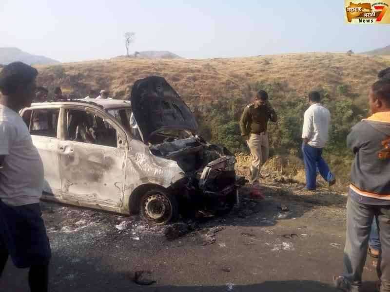 भाडळे येथील बोधेवाडी घाटात जळलेल्या गाडीसह पुरुषाचा खून? मृतदेह आढळला