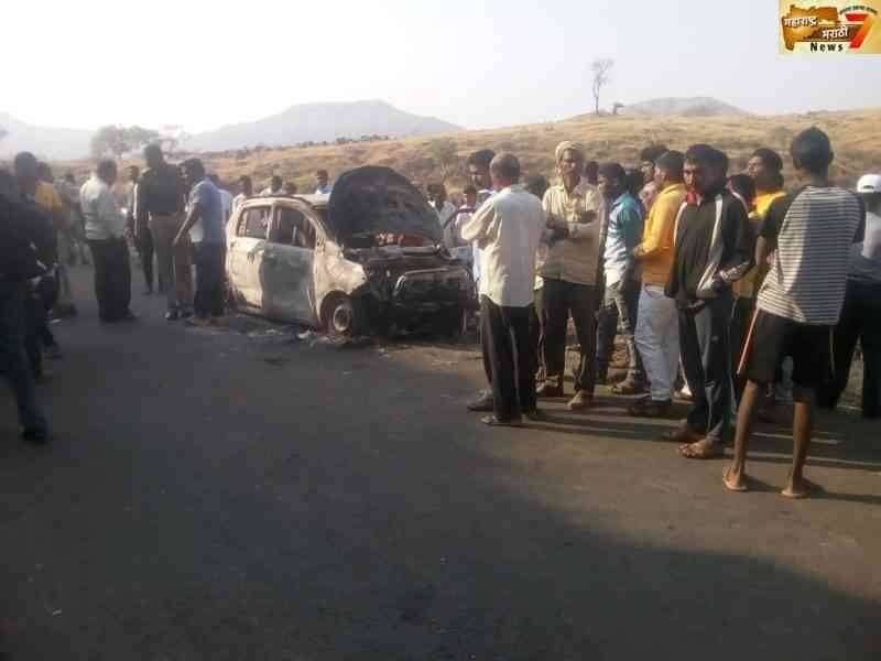 भाडळे येथील बोधेवाडी घाटात जळलेल्या गाडीसह पुरुषाचा खून? मृतदेह आढळला