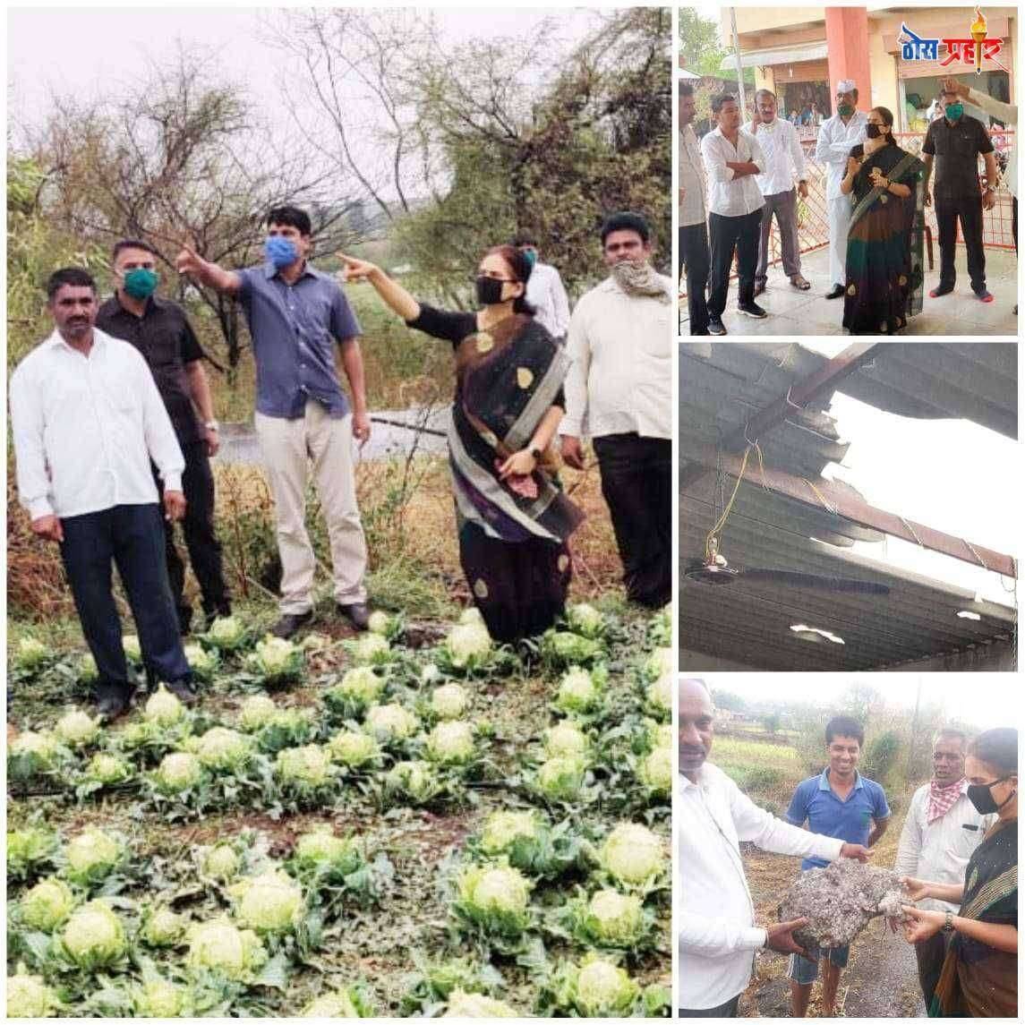 दिंडोरी तालुक्यात अवकाळी गारपीटीसह वादळी पावसाने नुकसान झालेल्या शेतकऱ्यांना आर्थिक मदत करा - खा.डॉ.भारती पवार