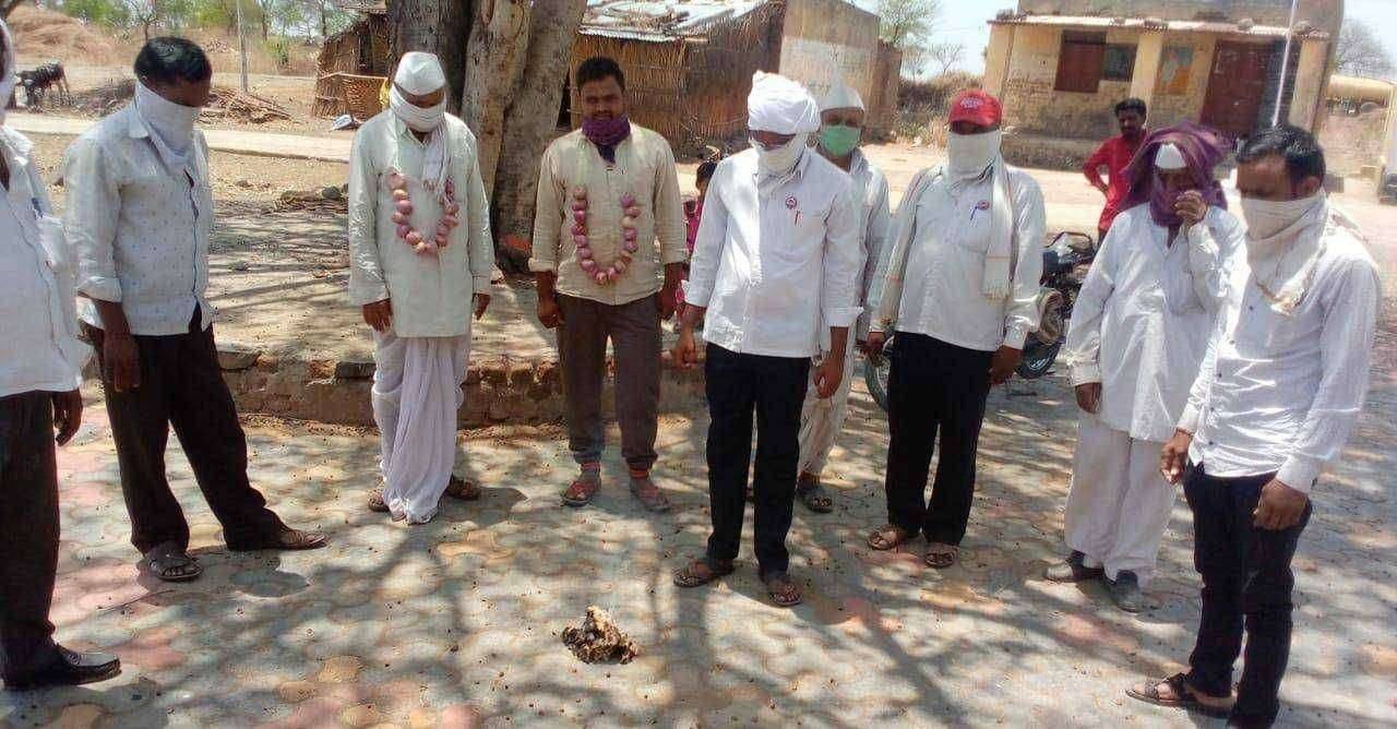 शेतकरी संघटनेचे 'गळ्यात कांद्याच्या माळा,मुठभर कापुस जाळा' आंदोलन