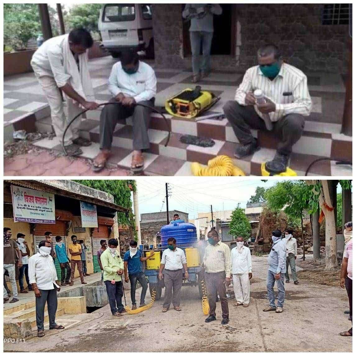 निर्जंतुकीकरण फवारणीसाठी शिरुड बनले आत्मनिर्भर