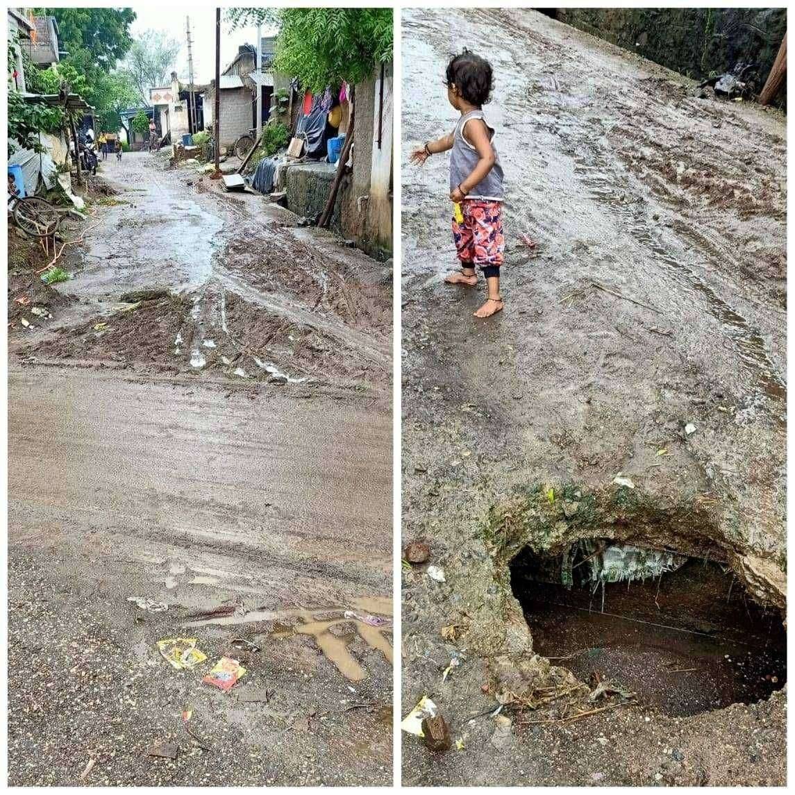 शिरूड गावातील मध्य रस्त्यावरील गटारीचा खड्डा ठरतोय धोकेदायक