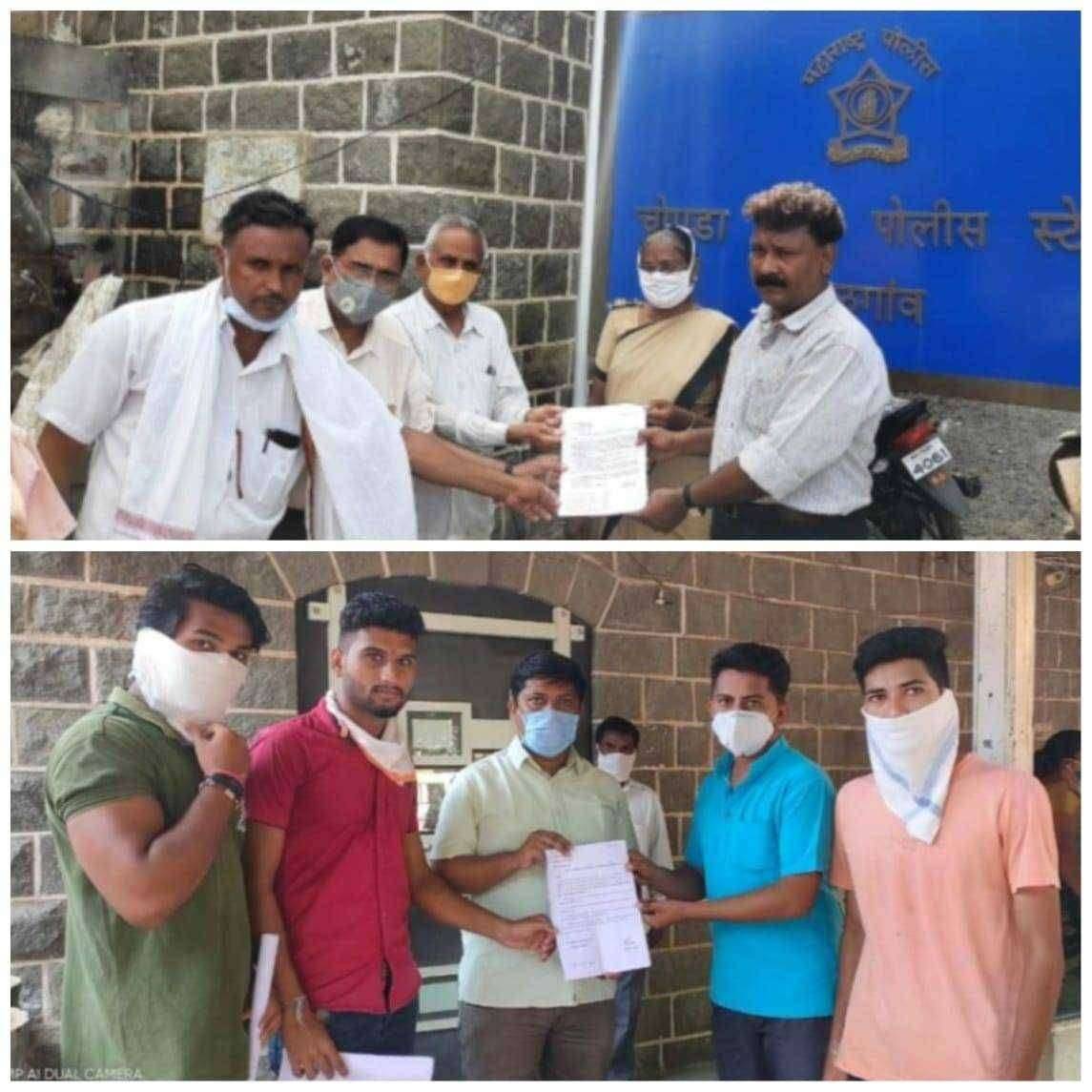 विरवाडे येथील घडलेल्या दुःखद घटनेच्या विषयी सोशल मीडिया वर आक्षेपार्ह प्रतिक्रिया देणाऱ्या व्यक्ती विरुद्ध चोपडा पोलिस निरीक्षक व तहसिलदार यांना निवेदन