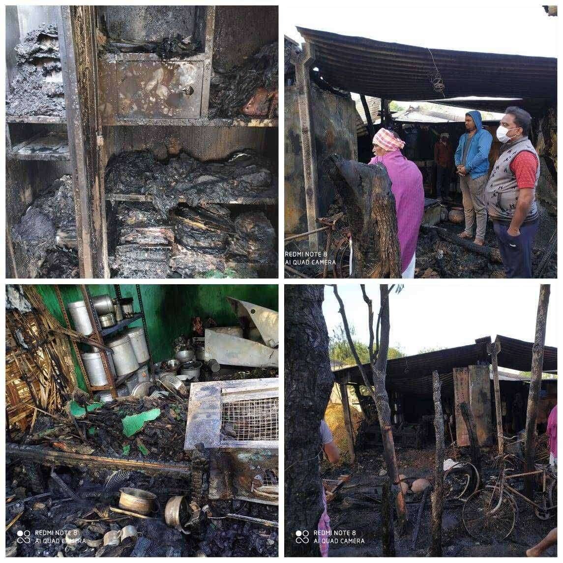 प्रशांत वाघे यांचे घर जळुन खाक