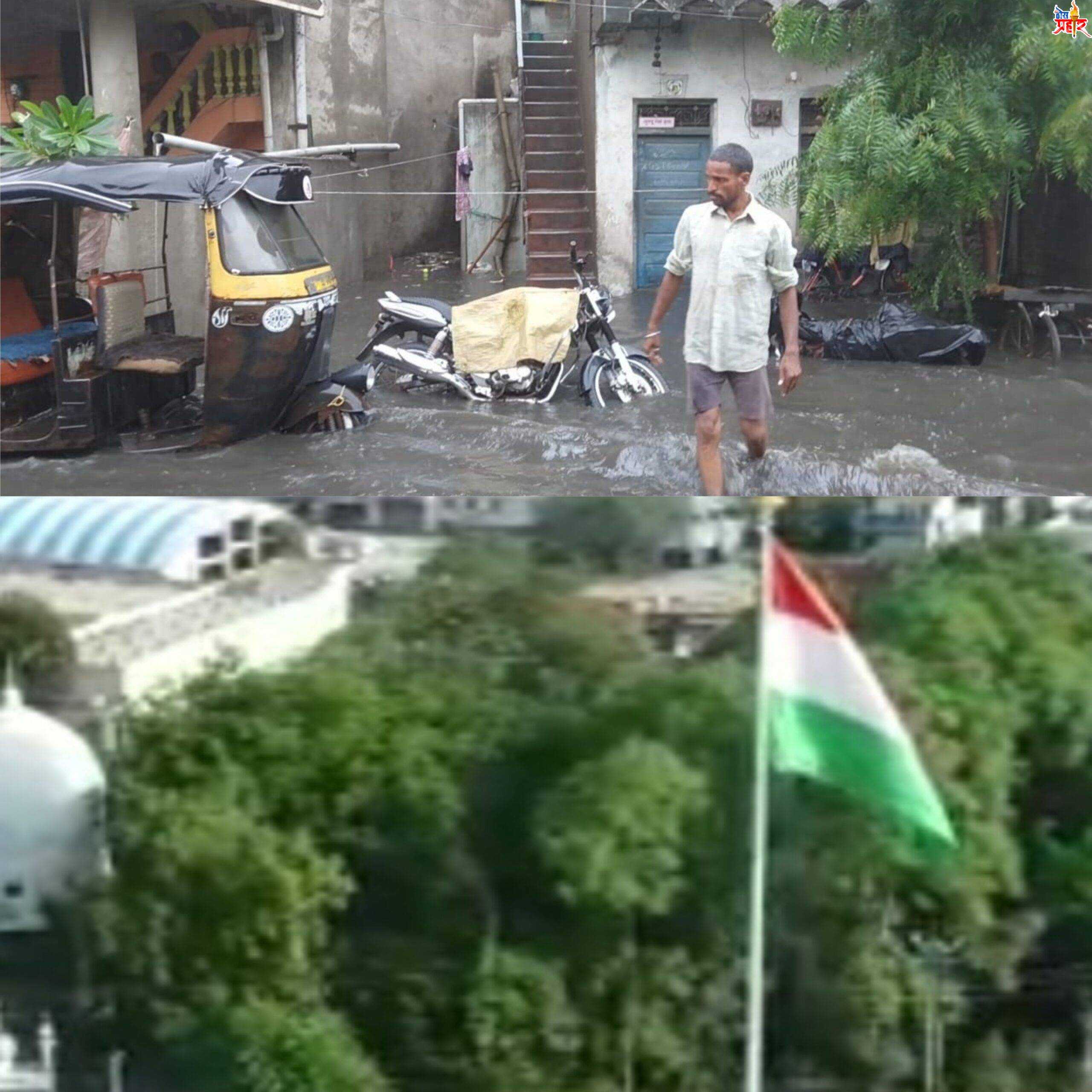 उंच गगनी तिरंगा तर फडकला..!पण इकडे जोशीपुरा तुंबला.. नगरपालिका,ठेकेदाराचे दुर्लक्ष