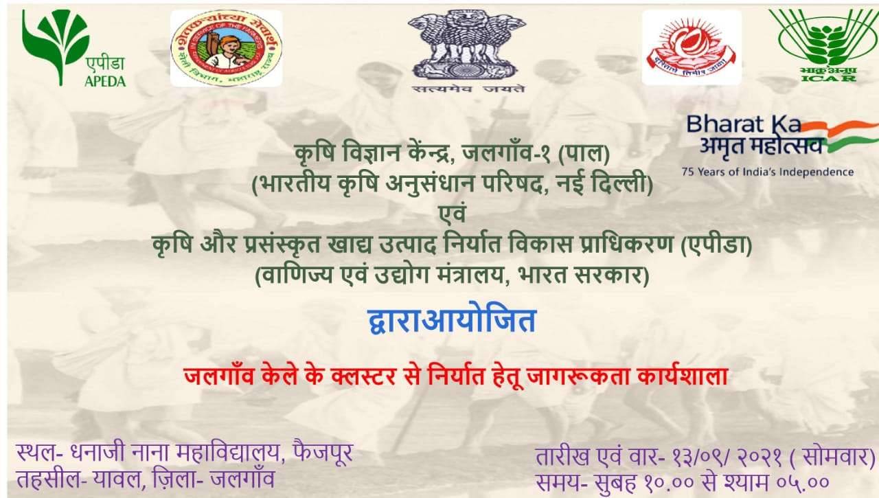 फैजपूर येथे फैजपूर येथील धनाजी नाना महाविद्यालयात निर्यातक्षम केळी उत्पादन कार्यशाळेचे आयोजन