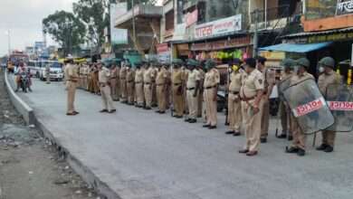 कळंब मध्ये पोलिसांचे पथसंचलन,गणेश विसर्जन शांततेत करण्यात पोलिस निरीक्षक यशवंत जाधव यांचे आव्हान