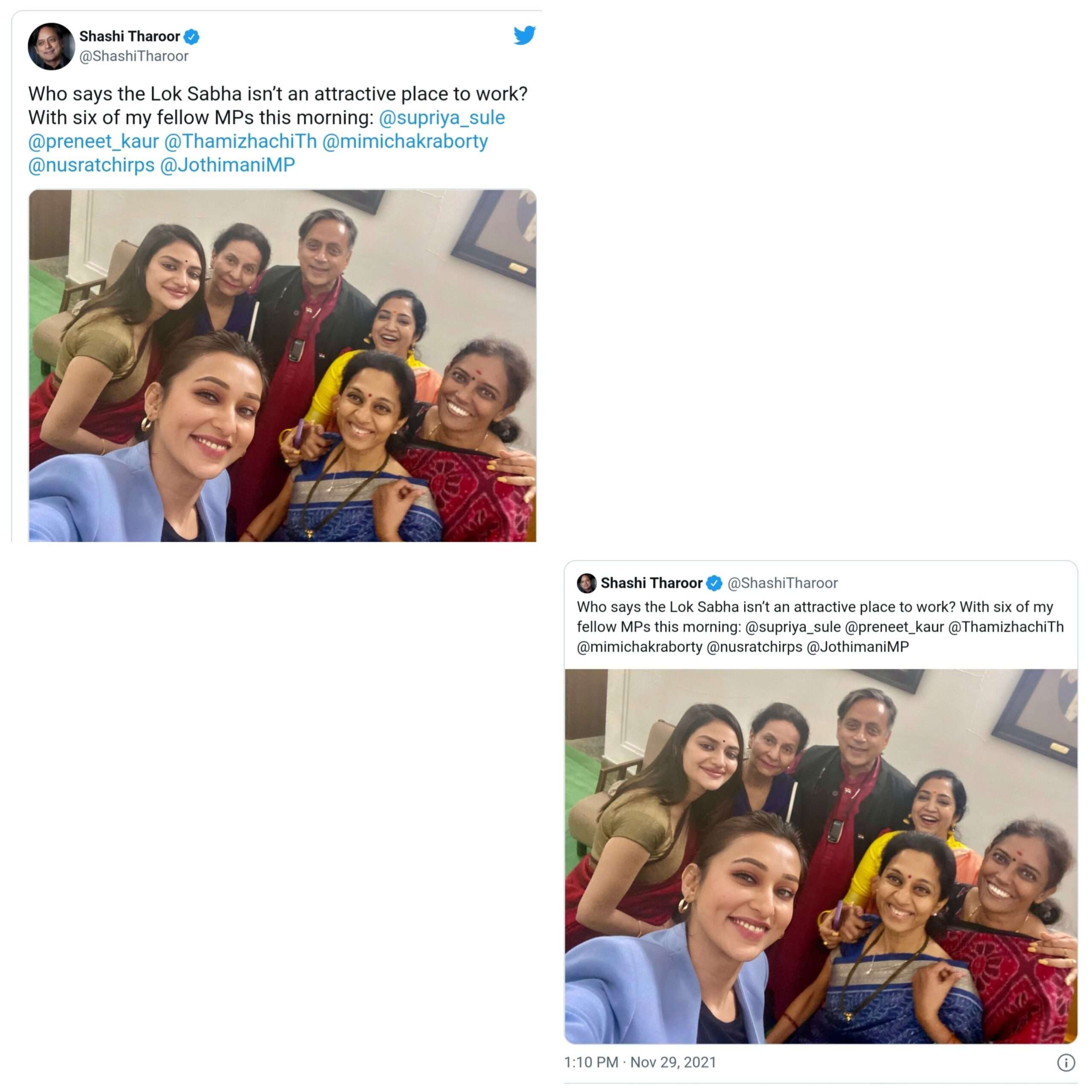 शशी थरूर यांचा 6 महिला खासदारांसोबत सेल्फी व्हायरल... कप्शनमुळे वादात..मागितली माफी...