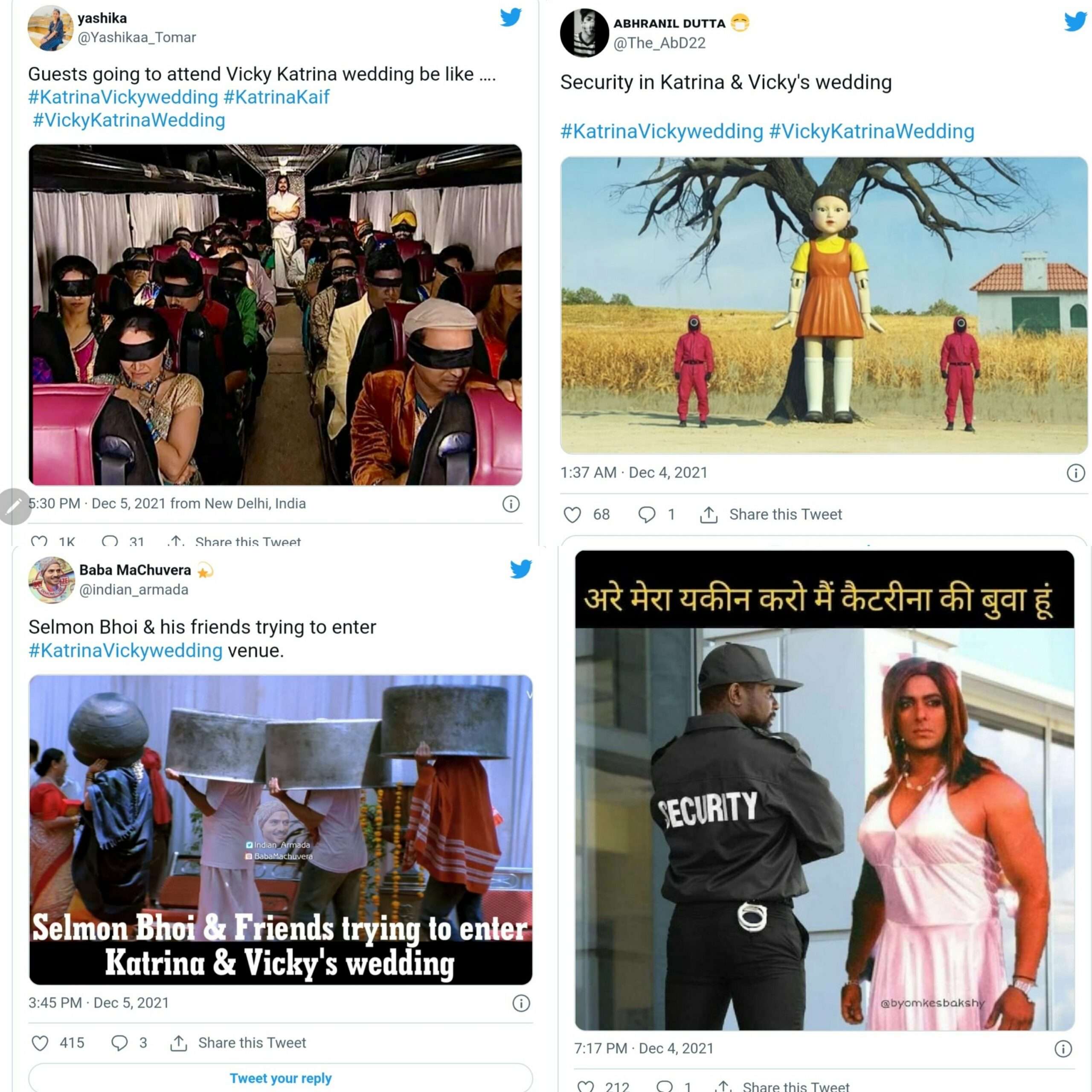 क्षणचित्रे..!विक्की आणि कॅटरिनाचा राजेशाही विवाहसोहळा  संपन्न..!सोशल मीडियावर मिम्स चा पाऊस..!