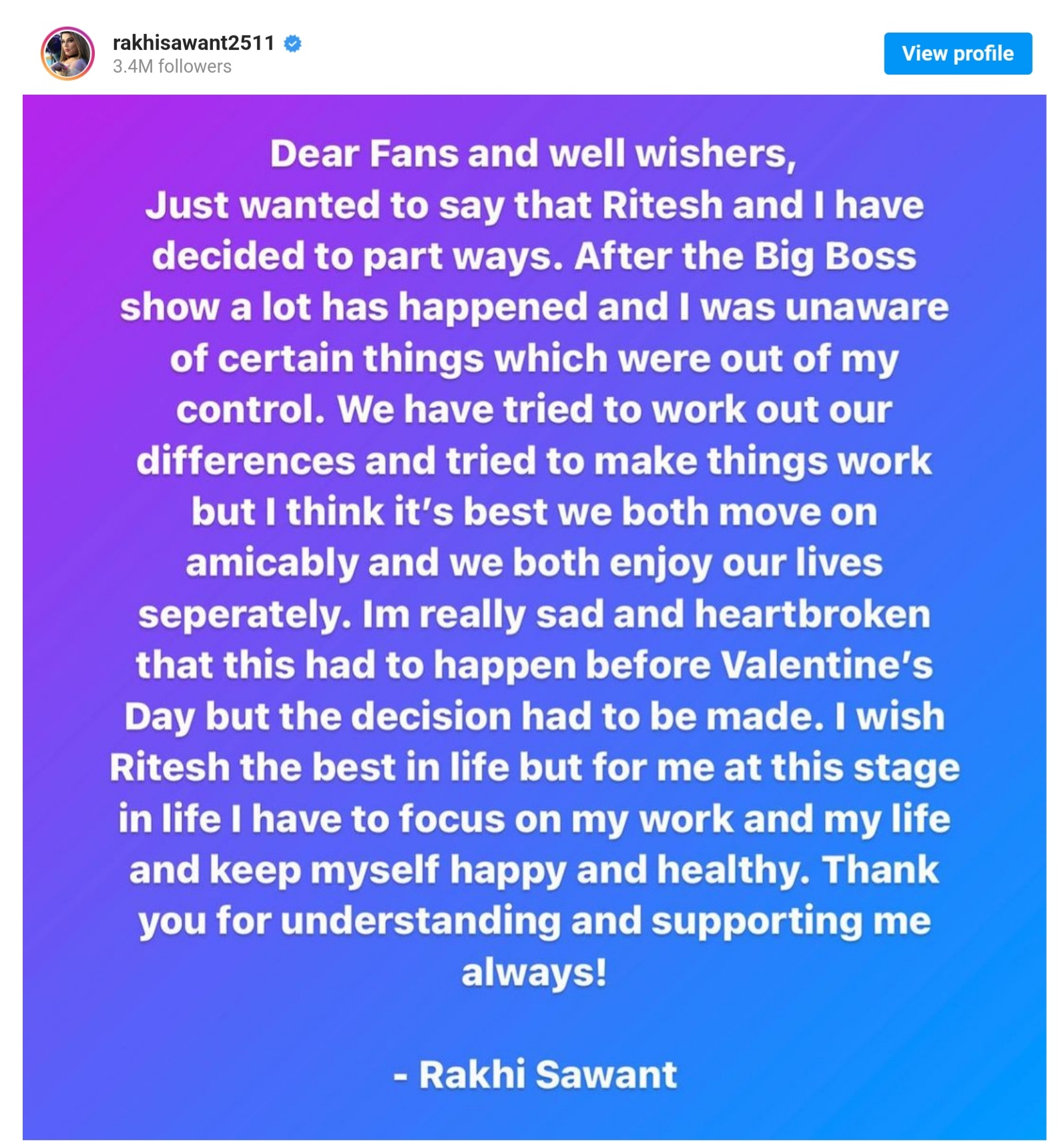 Bollywood: ड्रामा क्वीन राखी सावंत अखेर तिच्या "ह्या" ही नवऱ्या पासून होणार विभक्त..!