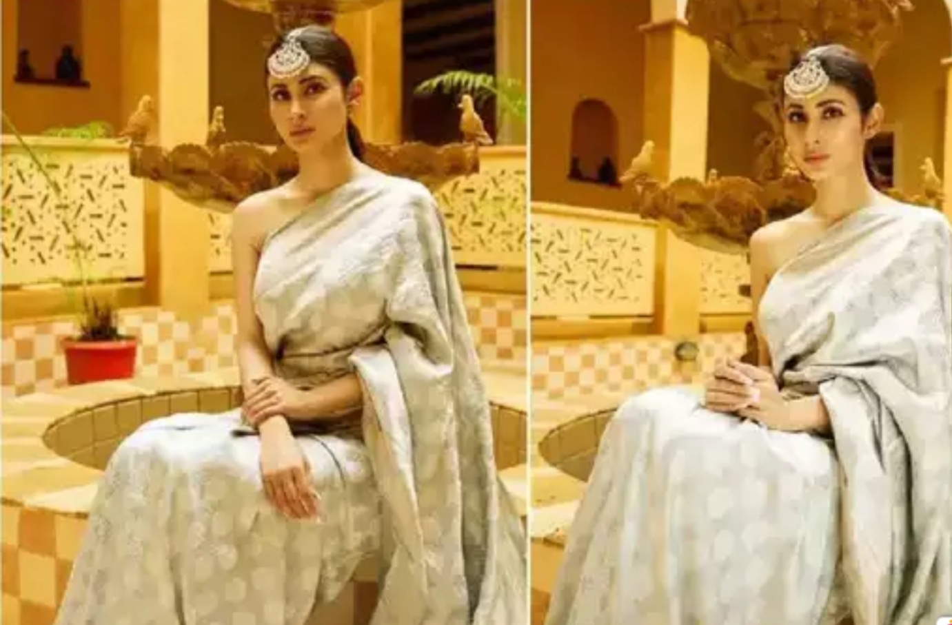 Viral:Mauni Roy: मौनी रॉयचे ब्लाऊज न घालता फोटो शूट..!पहा एलिगंट डिसेंट लूक..!